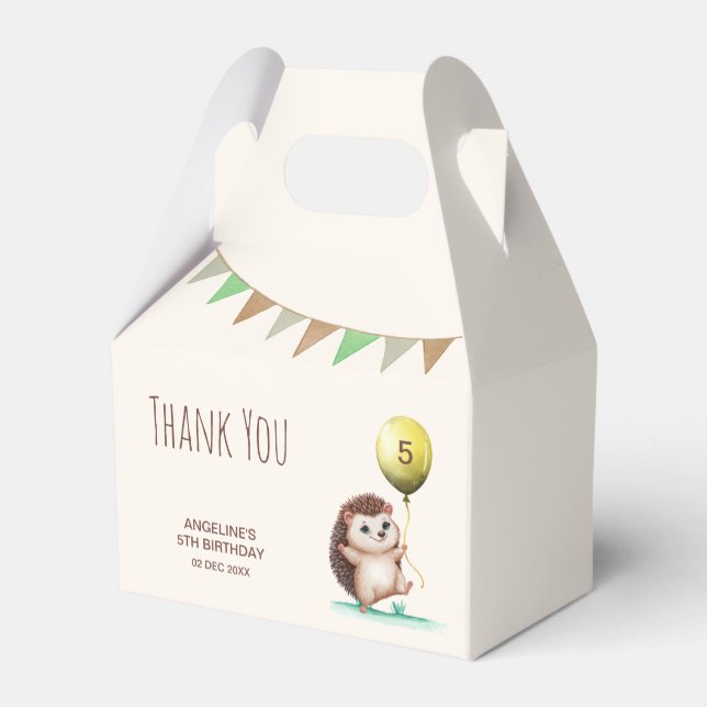 Fantasy Cute Happy Hedgehog Balloon Birthday  Favor Boxes (Back Side)