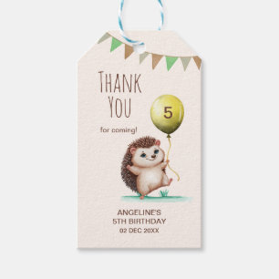 Fantasy Cute Happy Hedgehog Balloon Birthday  Gift Tags