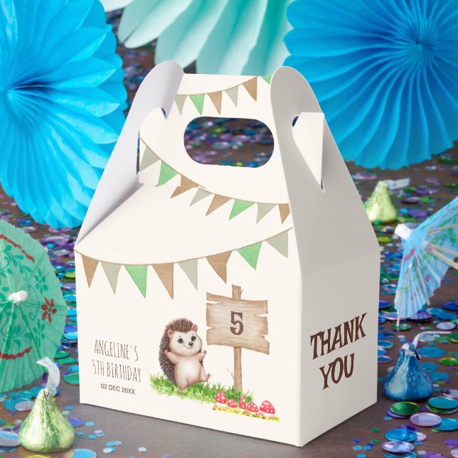 Fantasy Cute Happy Hedgehog Forest Birthday  Favor Boxes (Party)