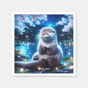 Fantasy Cute Happy Otter Night Napkins