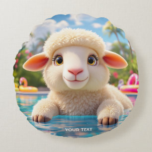 Fantasy Cute Happy Sheep Pool Round Pillow