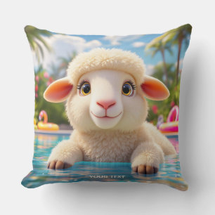 Fantasy Cute Happy Sheep Pool Throw Pillow