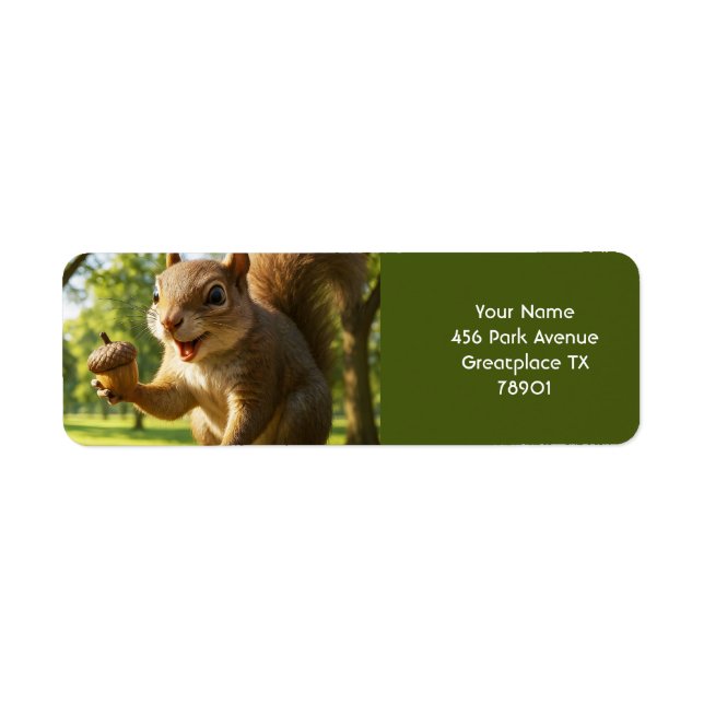 Fantasy Cute Happy Squirrel Forest Label (Front)