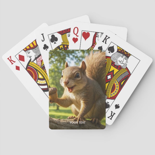 Fantasy Cute Happy Squirrel Forest Poker Cards (Back)