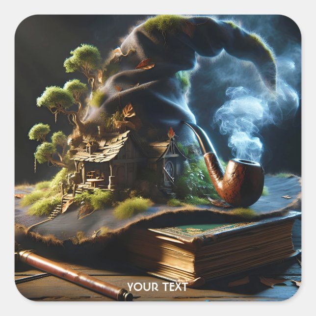 Fantasy Cute Hat Book Table Square Sticker (Front)