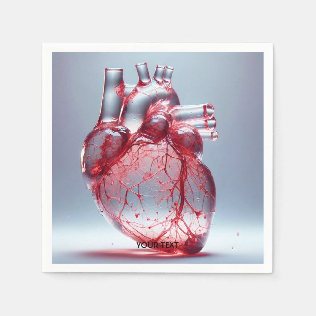 Fantasy Cute Heart Red Glass Napkins (Front)