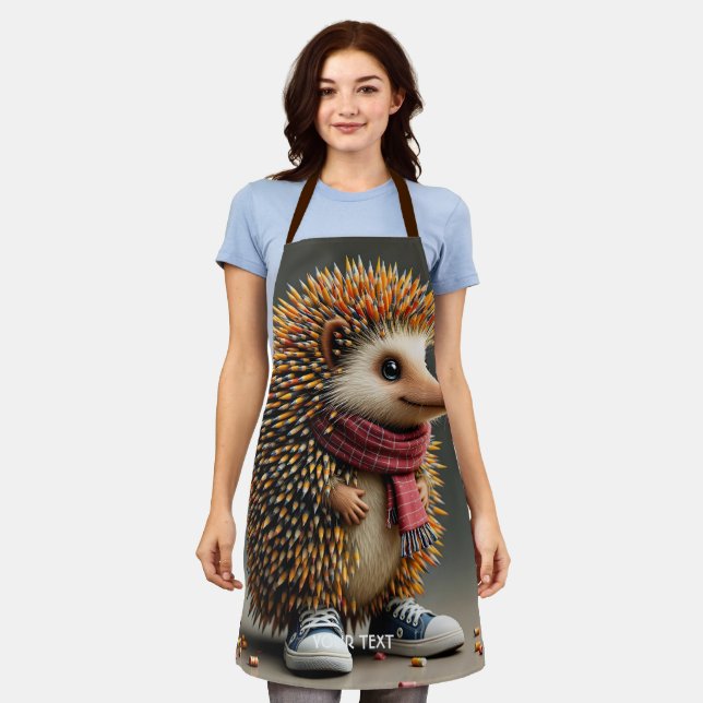 Fantasy Cute Hedgehog Sharp Needles Apron (Worn)
