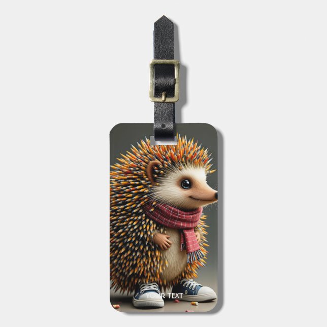 Fantasy Cute Hedgehog Sharp Needles Luggage Tag (Front Vertical)