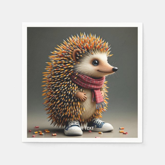 Fantasy Cute Hedgehog Sharp Needles Napkins (Front)