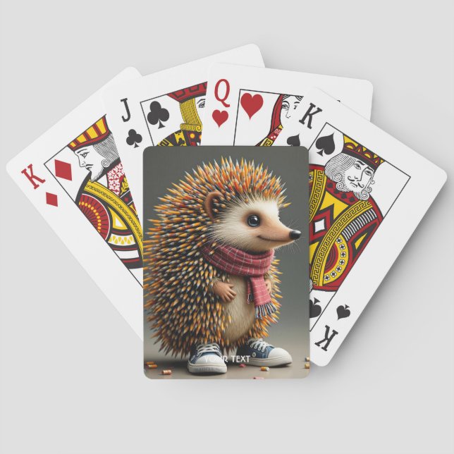 Fantasy Cute Hedgehog Sharp Needles Poker Cards (Back)