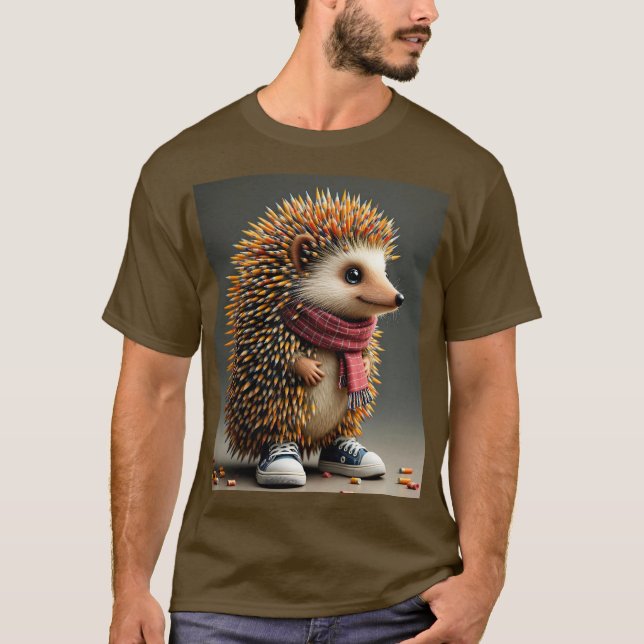 Fantasy Cute Hedgehog Sharp Needles T-Shirt (Front)