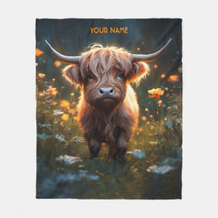 Fantasy Cute Highland Baby Cow Fleece Blanket