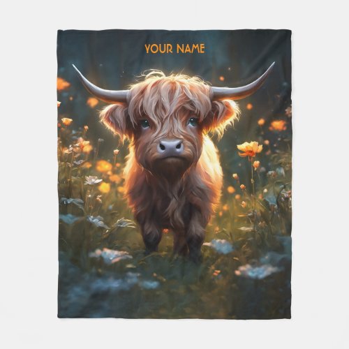 Fantasy Cute Highland Baby Cow Fleece Blanket