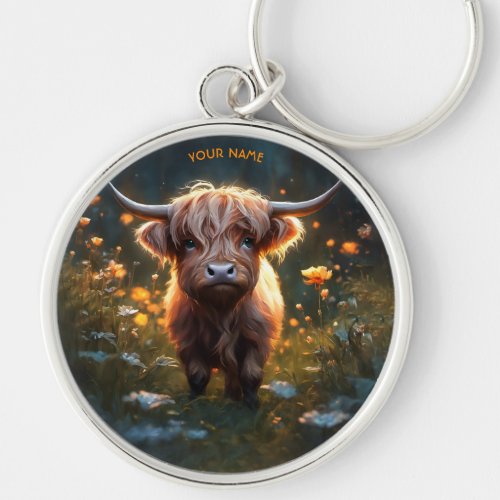 Fantasy Cute Highland Baby Cow Keychain