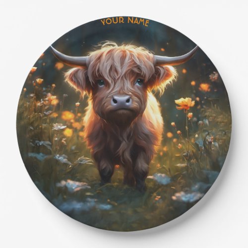 Fantasy Cute Highland Baby Cow Paper Plates