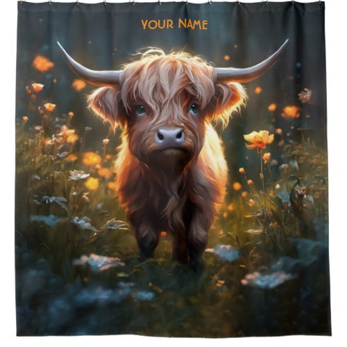 Fantasy Cute Highland Baby Cow Shower Curtain