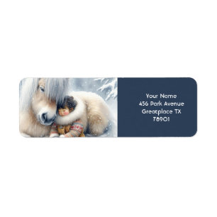 Fantasy Cute Horse Girl Winter Label