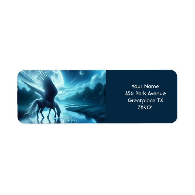 Fantasy Cute  Horse Wings Moon Label (Front)