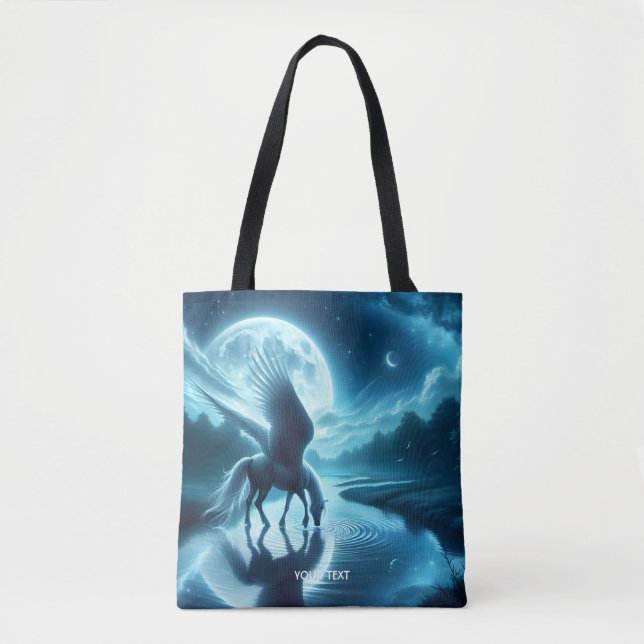 Fantasy Cute  Horse Wings Moon Tote Bag (Front)