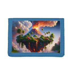 Fantasy Cute Island With Volcano Trifold Wallet