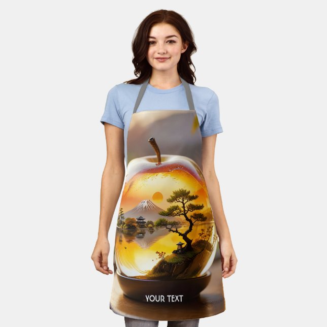 Fantasy Cute Japanese Apple View Apron (Worn)