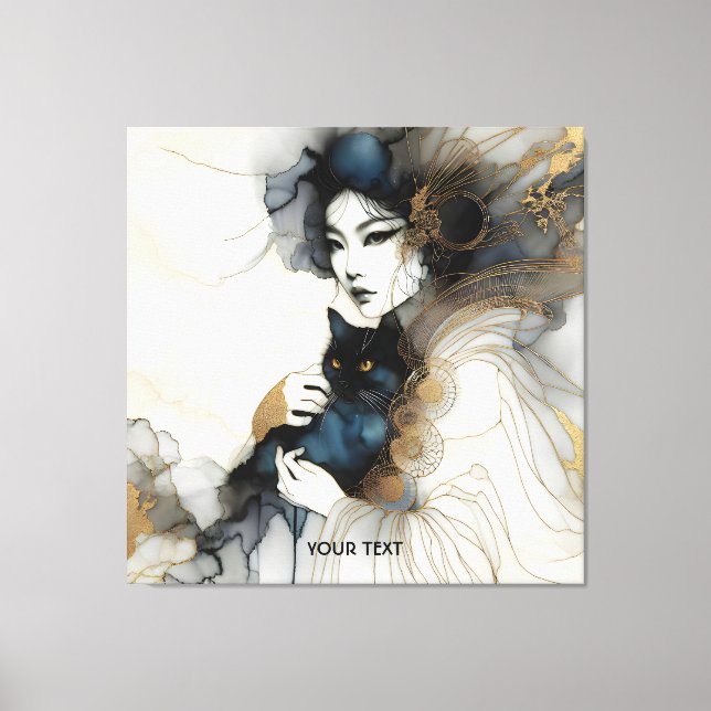Fantasy Cute Japanese Girl Cat Canvas Print (Front)