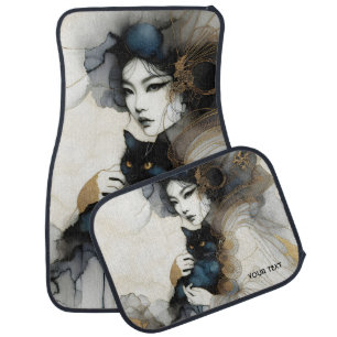 Fantasy Cute Japanese Girl Cat Car Floor Mat