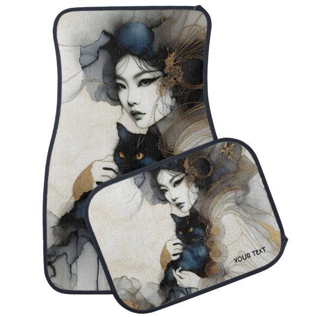 Fantasy Cute Japanese Girl Cat Car Floor Mat (Set)