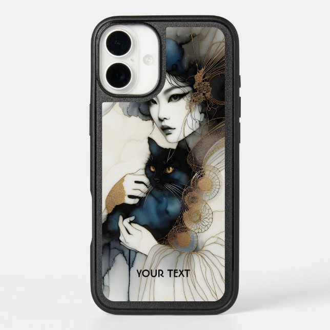Fantasy Cute Japanese Girl Cat Otterbox iPhone Case (Back)