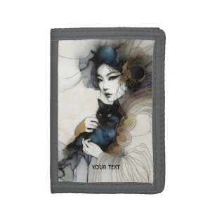 Fantasy Cute Japanese Girl Cat Trifold Wallet