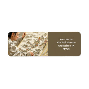 Fantasy Cute Japanese Painter Landscape Label