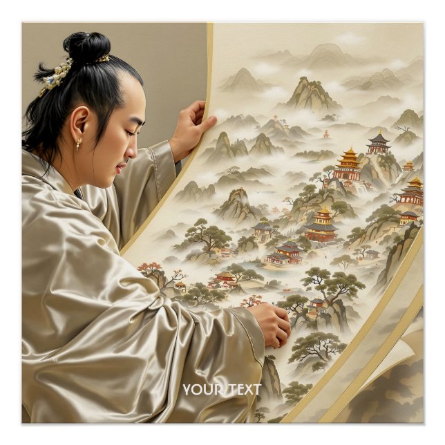 Fantasy Cute Japanese Painter Landscape Poster (Front)