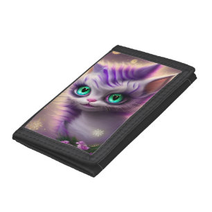 Fantasy Cute Kawaii baby Cheshire cat kitten Trifold Wallet