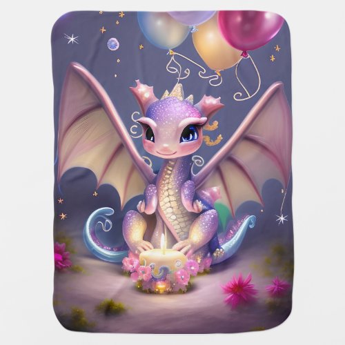 Fantasy Cute Kawaii baby dragon  Baby Blanket