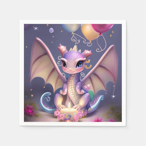 Fantasy Cute Kawaii baby dragon  Napkins