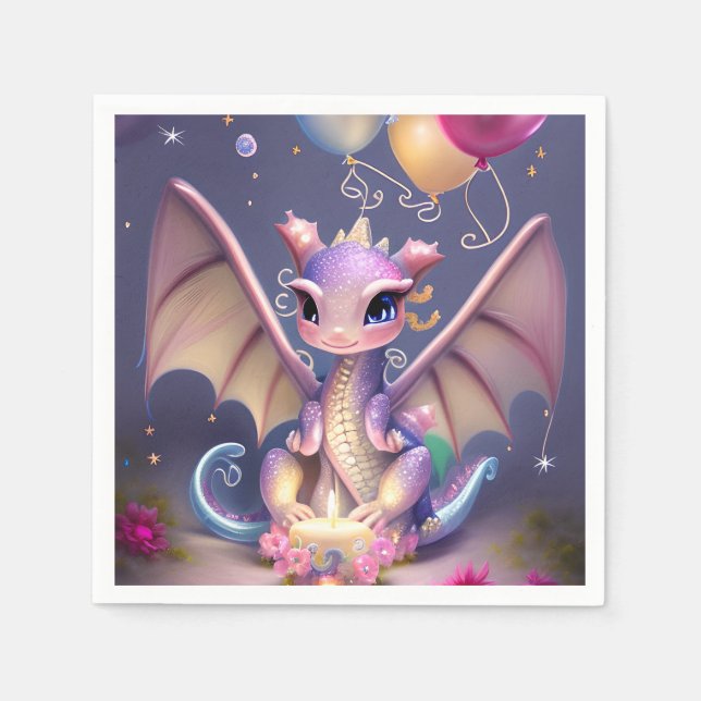 Fantasy Cute Kawaii baby dragon  Napkins (Front)