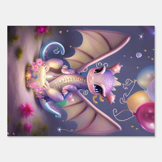 Fantasy Cute Kawaii baby dragon  Sign (Front)