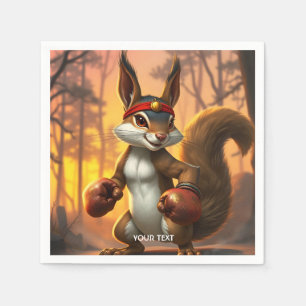 Fantasy Cute Kickboxer Squirrel Forest Napkins