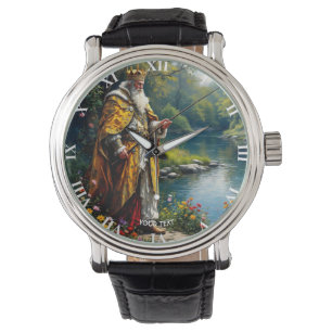 Fantasy Cute King Fishing In River Watch