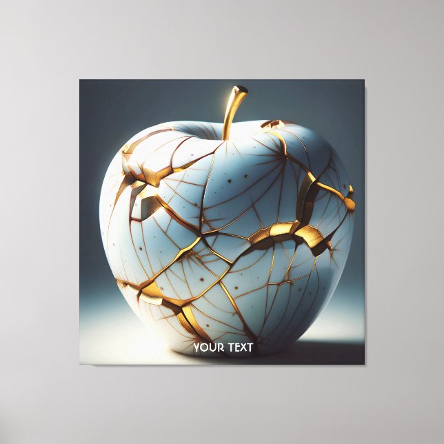 Fantasy Cute Kintsugi Porcelain Apple Canvas Print (Front)