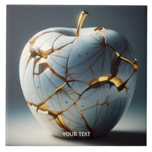 Fantasy Cute Kintsugi Porcelain Apple Ceramic Tile