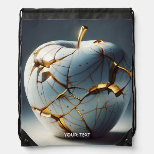 Fantasy Cute Kintsugi Porcelain Apple Drawstring Bag