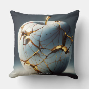 Fantasy Cute Kintsugi Porcelain Apple Throw Pillow