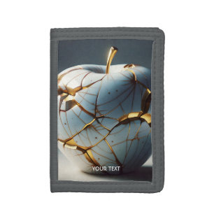 Fantasy Cute Kintsugi Porcelain Apple Trifold Wallet