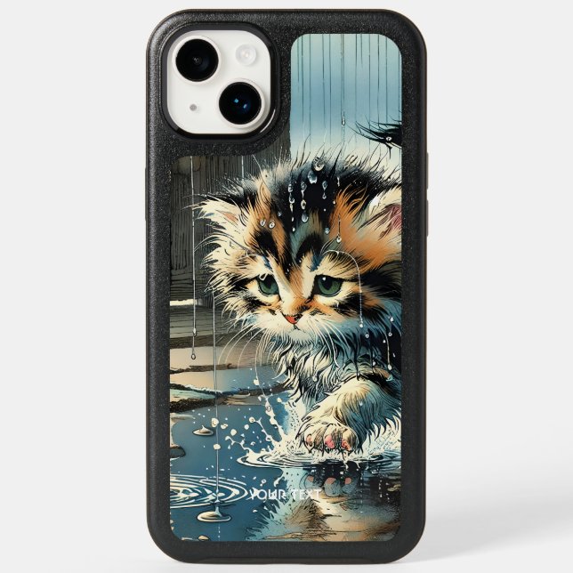 Fantasy Cute Kitten Under Rain Otterbox iPhone Case (Back)