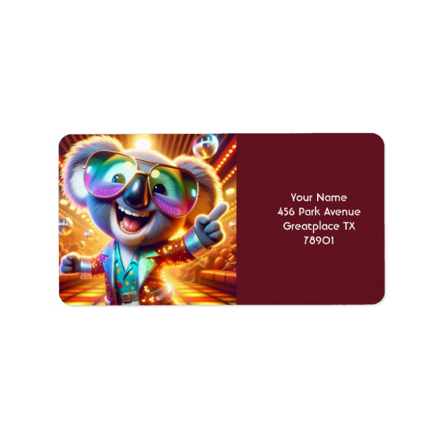 Fantasy Cute Koala Dancing Disco Label (Front)