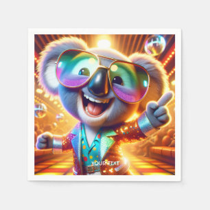 Fantasy Cute Koala Dancing Disco Napkins