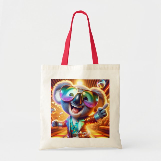 Fantasy Cute Koala Dancing Disco Tote Bag (Front)