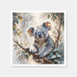Fantasy Cute Koala Tree Watercolor Napkins
