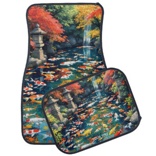 Fantasy Cute Koi Fish Pond Car Floor Mat